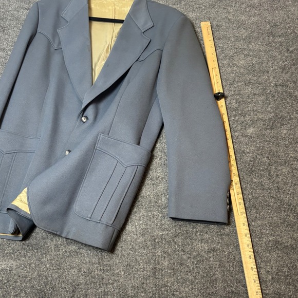 Vintage Lee Western Blazer Mens 46R Slate Blue Cowboy Sport Coat Made in USA - Picture 12 of 15